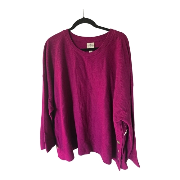 St John Bay Sweater Women 2X Plus Red Side Buttons Knit Long Sleeve N… - Picture 1 of 15